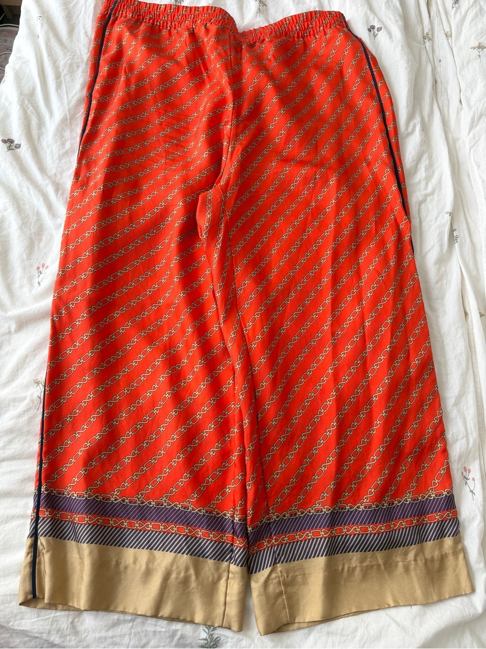 J. Crew  Collection Red Chain-Print Pants